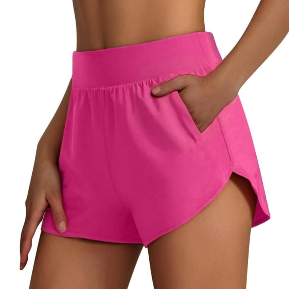 Dolphin Split Workout Shorts Women - 4" Lightweight Quick Dry Athletic High Waisted Mesh Liner Gym Running Yoga Comfort Flex