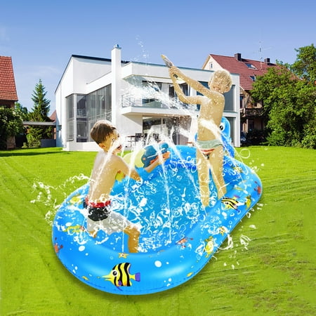 MIXFEER Dolphin Sprinkler Inflatable Pool for Outdoor 3 in 1 Baby Pool Swimming Pool Backyard Water Play Splash Pad for Garden Backyard Party