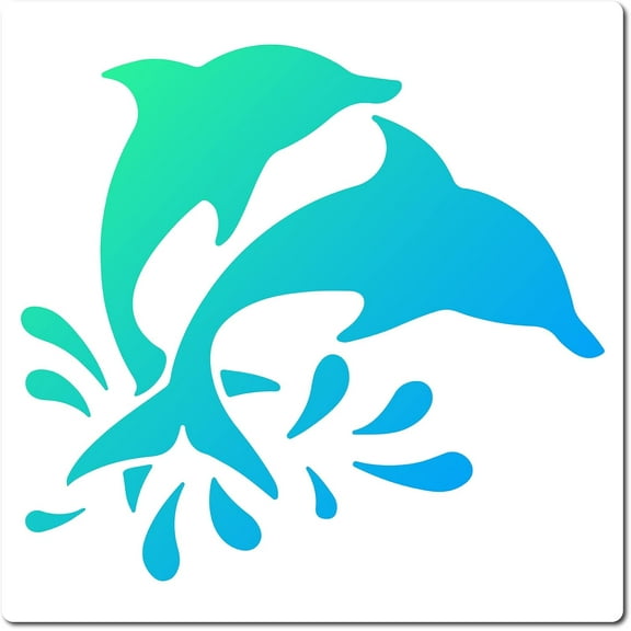Dolphin Stencil 18x18cm Plastic Square Painting Stencils Reusable Summer Ocean Theme Drawing Template for Painting on Wall Furniture Fabric Scrapbooking Card DIY Art Crafts Home Decor Colorful