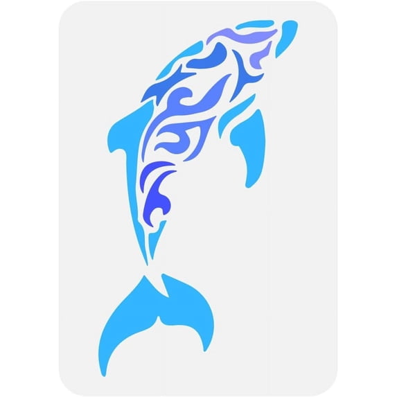 Dolphin Stencil 8.3x11.7 inch Plastic PET Dolphin Pattern Template Large Tattoo Stencil for Painting Decorative Sea Animal Template Sea Theme Stencil for Painting on Wood Fabric