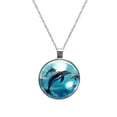 thumbnail image 1 of Dolphin Stunning Glass Circular Pendant Necklace - Women's Necklaces, 1 of 5