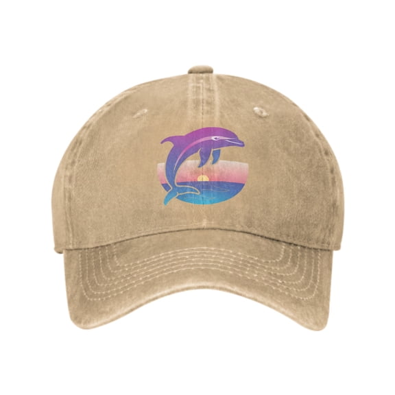 Dolphin Sunset Baseball Caps for Men Women Adjustable Casual Trucker Hats for Fishing Outdoor Activities Fashion Hats