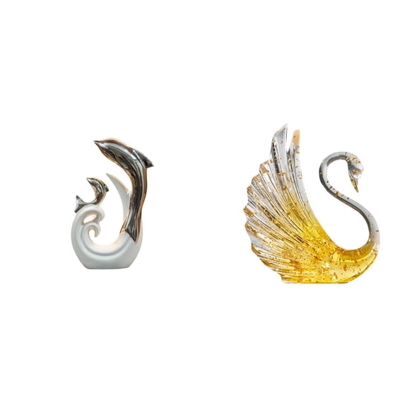 Dolphin Swan Bird Figurine Resin Craft Unique Abstract Statue for Engagement Bedroom Coffee Table Decor