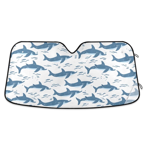 Dolphin Swimming Car Windshield Sun Shade Foldable Car Front Window Visor Heat and UV Protection 55x27.6