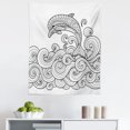 thumbnail image 1 of Dolphin Tapestry, Black and White Zentangle Nautical Image Waves and Animal Jumping out of Water, Fabric Wall Hanging Decor for Bedroom Living Room Dorm, 5 Sizes, Black White, by Ambesonne, 1 of 1