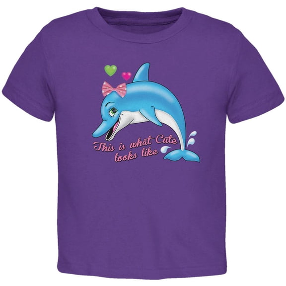 Dolphin This is What Cute Looks Like Toddler T Shirt Purple 2T