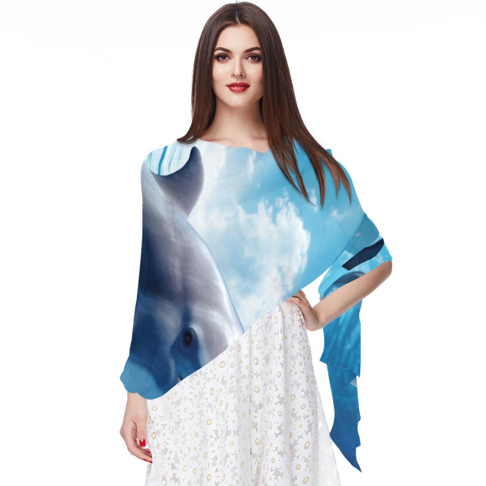 Dolphin Translucent Light and Breathable Chiffon Silk Scarf 70.86x28 ...