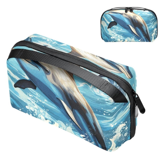 Dolphin Travel Electronic Organizer Case with Oxford Waterproof Material, 5.9x9.44x3.14 in, Charger Organizer, Charger Pouch, Travel Cord Organizer Case Small, Mobile Charger Pouch