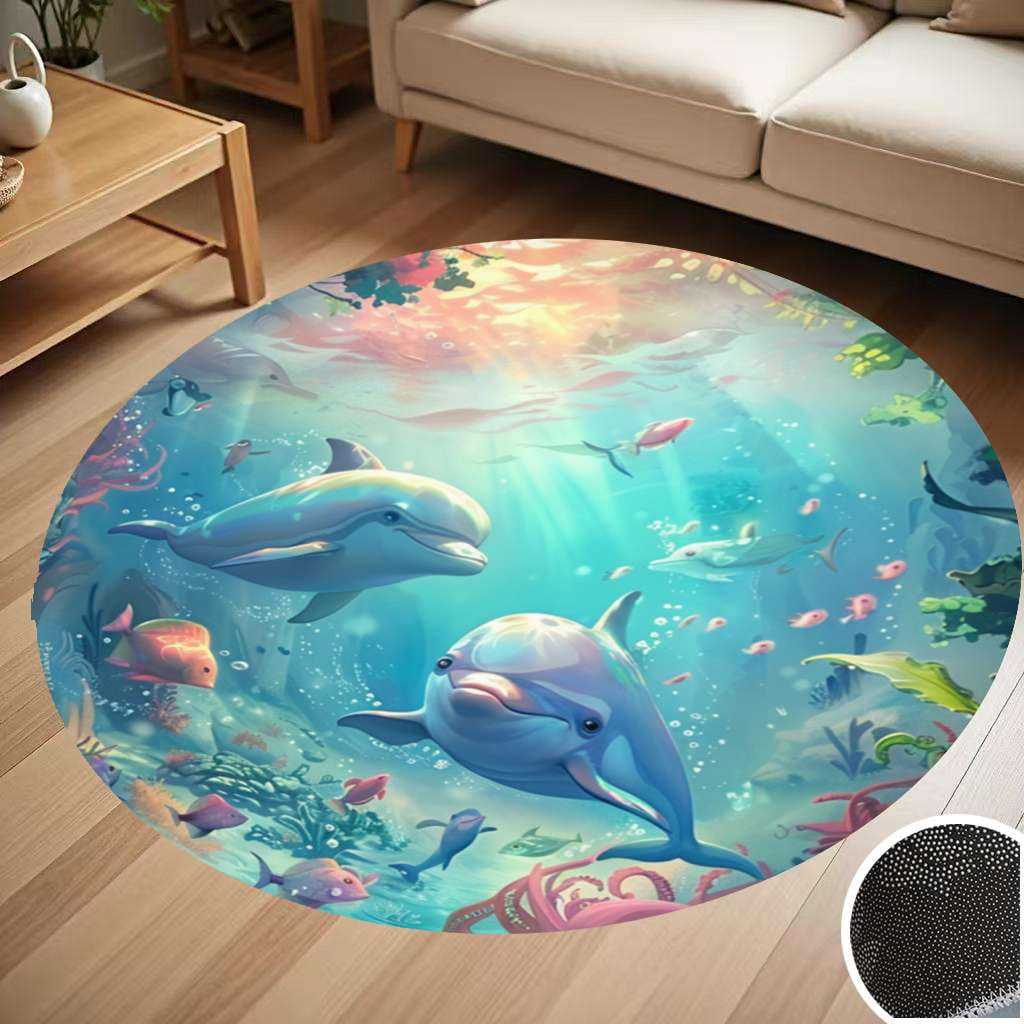Tropical Dolphin WN2103043CL Quilted Round Mat main image 0