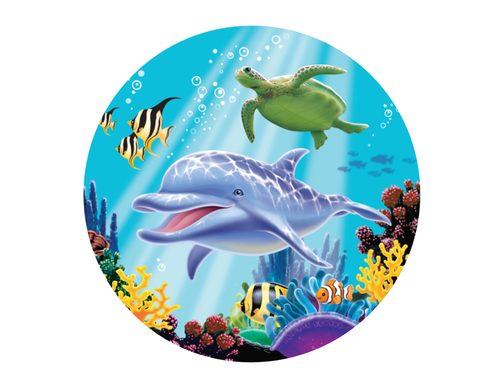 Dolphin Under the Sea Edible Cake Topper Image Cupcakes Ocean Baby ...