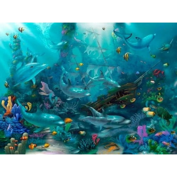 Dolphin Under the Sea Edible Frosting Cake Topper Image 1/4 Sheet Abpid05266