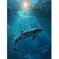 thumbnail image 1 of Dolphin Underwater Ocean Scene Canvas Print, Wall Art for Living Room Bedroom Office Bathroom Hotel Home, 1 of 8