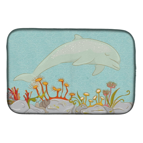 Dolphin Underwater Scene Dish Drying Mat