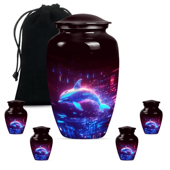 Dolphin Urn for Ashes for Women, Burial Cremation Urn for Adults, Urns for Human Ashes Adult Man, Keepsake Urns for Human Ashes(Size - 10inch 1Pcs, 3inch 4Pcs)