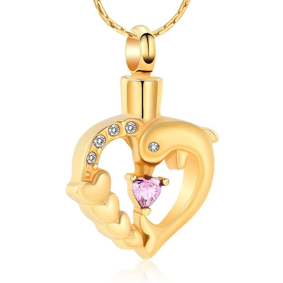 Dolphin Urn Necklace Crystal Dolphin Pendant Ocean Jewelry Urn Necklace for Ashes Memorial Mother‘s Day Gifts for Women Mom Wife