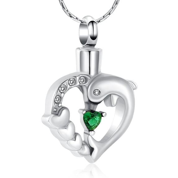 Dolphin Urn Necklace Crystal Dolphin Pendant Ocean Jewelry Urn Necklace for Ashes Memorial Mother‘s Day Gifts for Women Mom Wife
