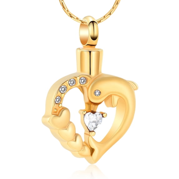 Dolphin Urn Necklace Crystal Dolphin Pendant Ocean Jewelry Urn Necklace for Ashes Memorial Mother‘s Day Gifts for Women Mom Wife
