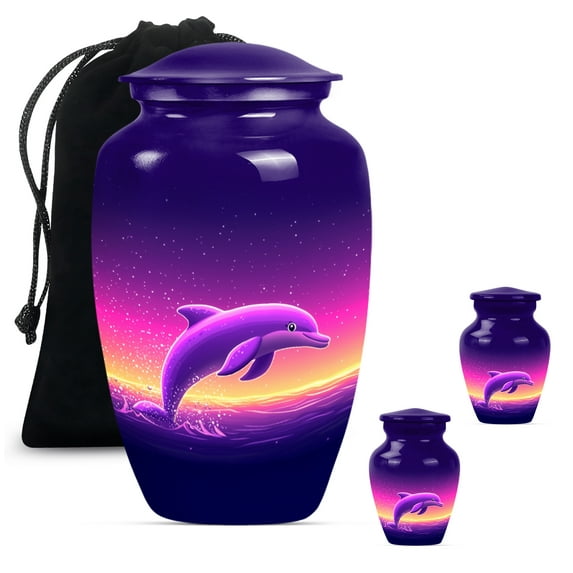 Dolphin Urns for Ashes Adult Male, Cremation Urn for Human Ashes Adult Male, Adult Urns for Human Ashes Men, Funeral Urn for Women (Size - 10inch 1Pcs, 3inch 2Pcs)