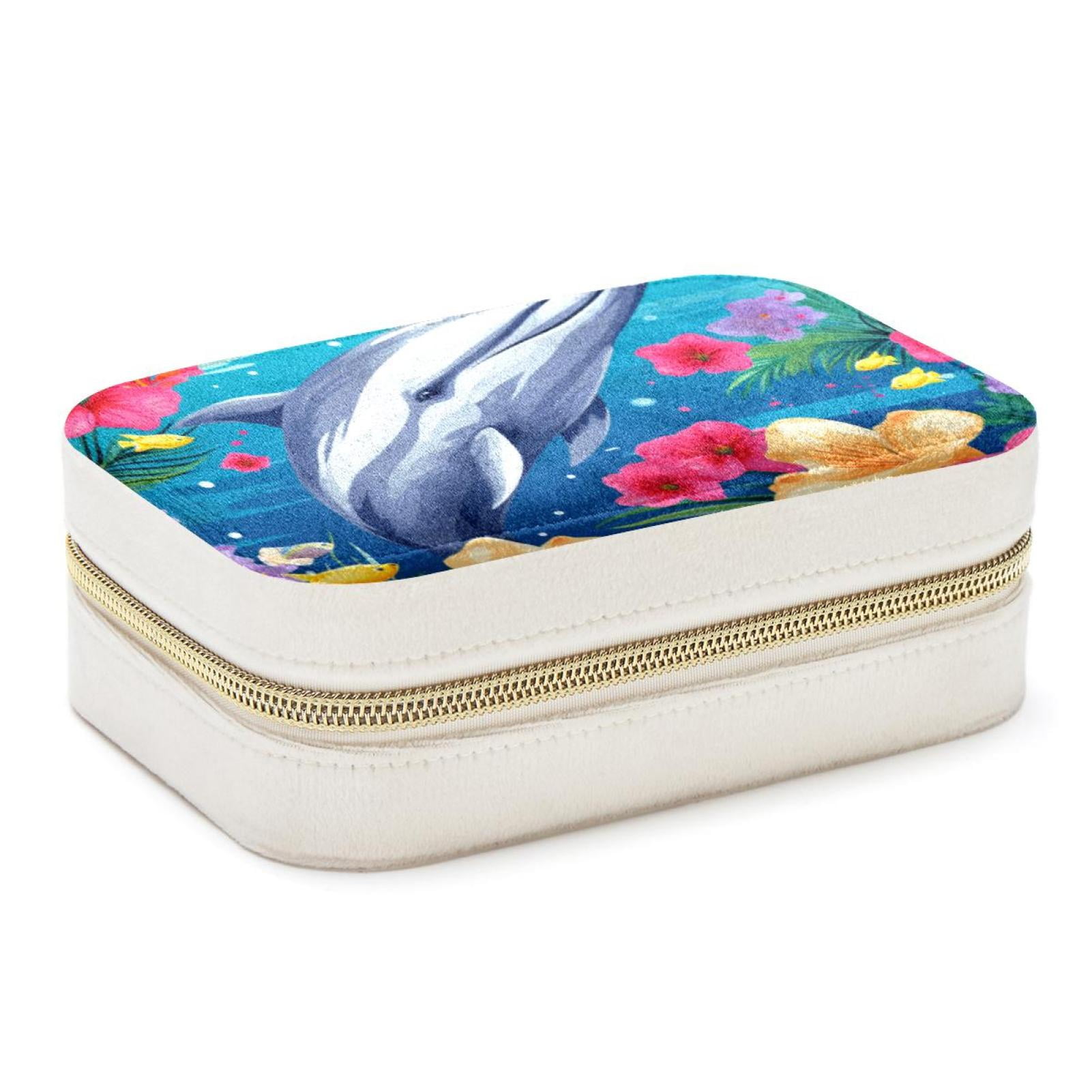 Dolphin Velvet Portable Decorative Box with Removable Compartment ...
