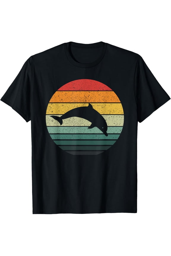 Dolphin Vintage Retro Sunset Tees 60s 70s style T-Shirt