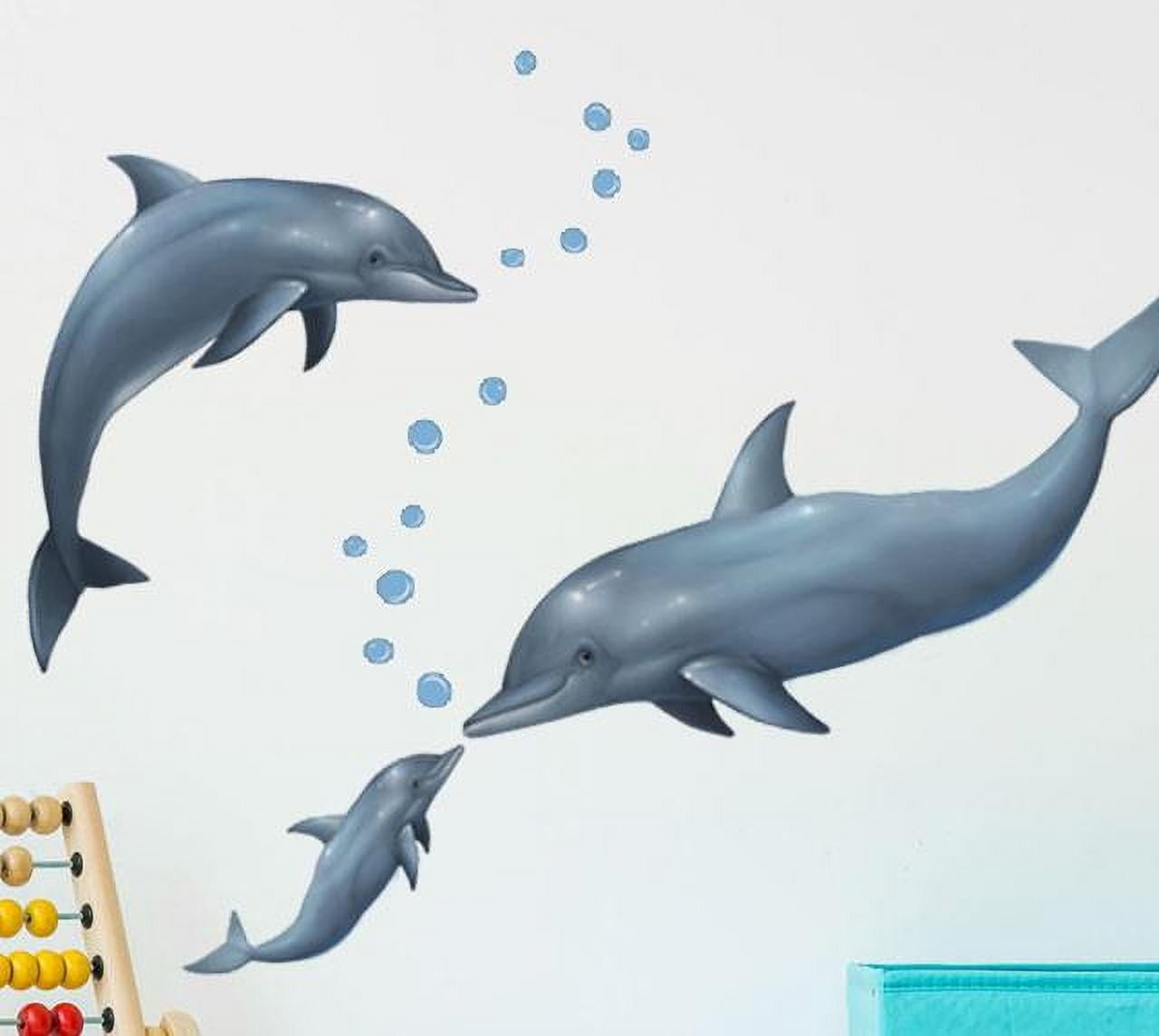 Large Blue Dolphin Vinyl Wall Decal Stickers for Kids