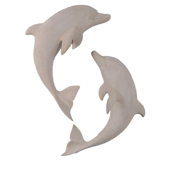 Dolphin Wall Decor Figures Set of 2 Roman Stone Finish