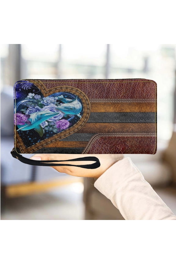 Dolphin Wallets CustomName Vintage PU Leather Design Ladies Casual Commuter Clutch ID Ph Card Holder carteira feminina