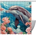 thumbnail image 1 of Dolphin Waterproof Bathroom Curtains Shower Curtain Set with Hook - Printed Curtain Sets for Bathroom Decoration, 1 of 5
