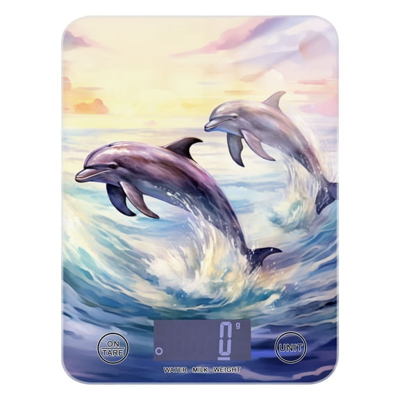 Dolphin Waves Food Scale Digital Kitchen Scale Waterproof Tempered Glass Tare Function 11 lb for Baking Cooking Meal Prep