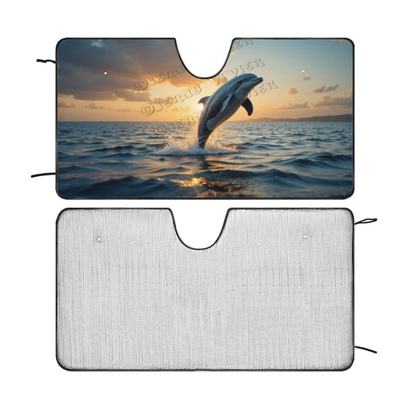 Dolphin Windshield Sunshade Car Sun Shade Protector for Small Car SUV Front Window 51"x28"