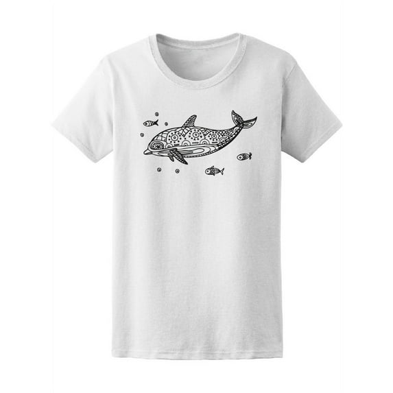 Dolphin With Fish Tattoo Style T-Shirt Men -Image by Shutterstock, Male 4X-Large