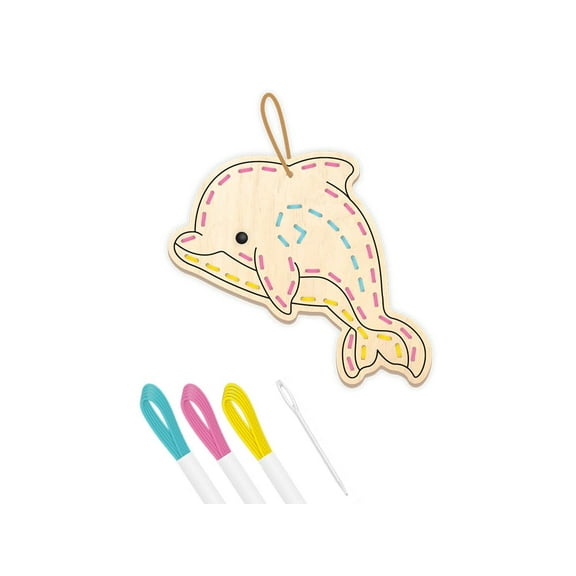 Dolphin Wood Sewing Ornament Kit - Make Your Own Hanging Decor - Makes 1 Piece