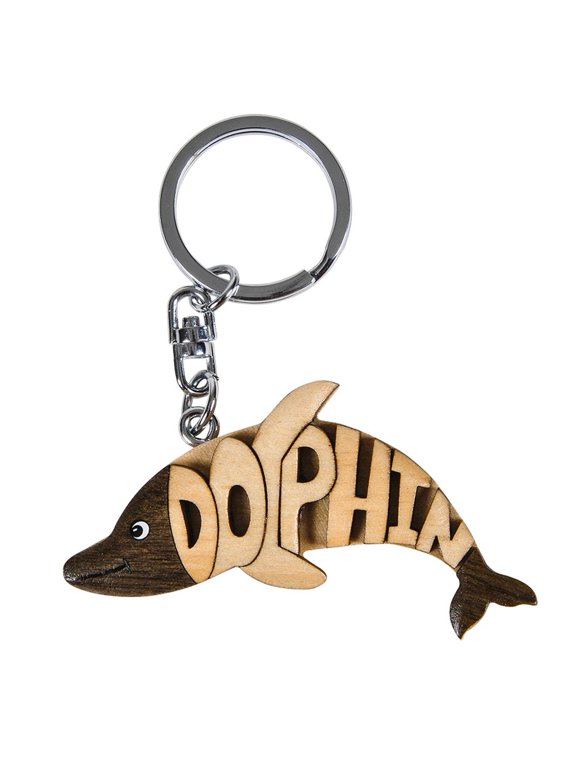 Dolphin Wooden Word Keychain