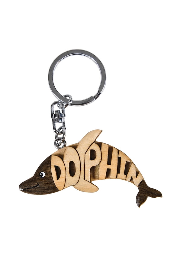 Dolphin Wooden Word Keychain