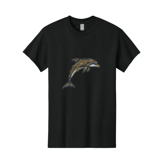 Dolphin-Wrapped-In-Chains Mens Graphic Tee, 100% Cotton, Casual Summer Wear