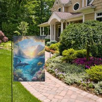 Dolphin and Ocean Garden Flag 12x18 inch Double Sided Outside Yard Decorations for Home Outdoor