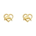 thumbnail image 1 of Dolphin in Heart Stud Earrings Solid 14k Yellow Gold Diamond Cut Design Polished Finish 10 x 10 mm, 1 of 1
