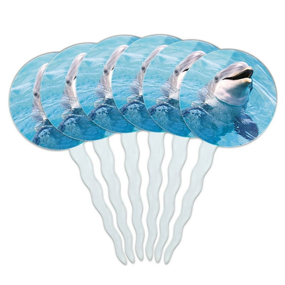 Dolphin in the Ocean Cupcake Picks Toppers - Set of 6