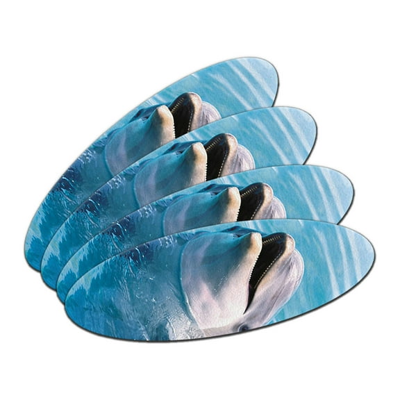 Dolphin in the Ocean Double-Sided Oval Nail File Emery Board Set 4 Pack