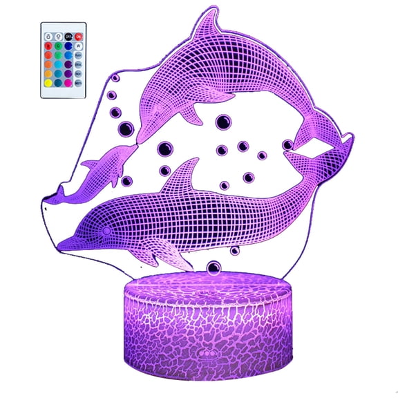 Dolphin series 3D night light, LED colorful gradient touch remote control table lamp