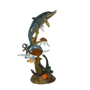 Nifao Dolphin with Three Turtles Outdoor Fountain Statue, Bronze Garden Water Feature Sculpture for Patio & Yard   Garden Outdoor Decor Sculpture, 43"L x 47"W x 74"H