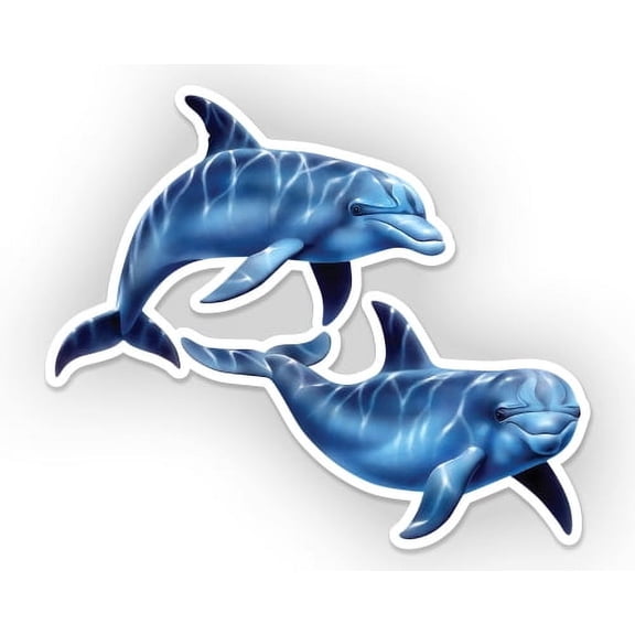 Dolphins - 5" Vinyl Sticker - For Car Laptop I-Pad - Waterproof Decal
