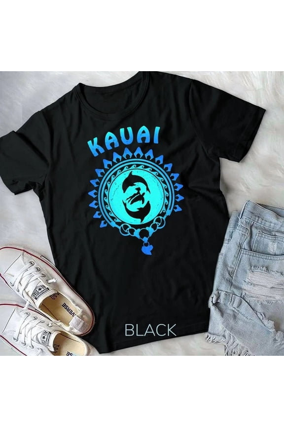 Dolphins And Sea Turtle Polynesian Kauai T-Shirt