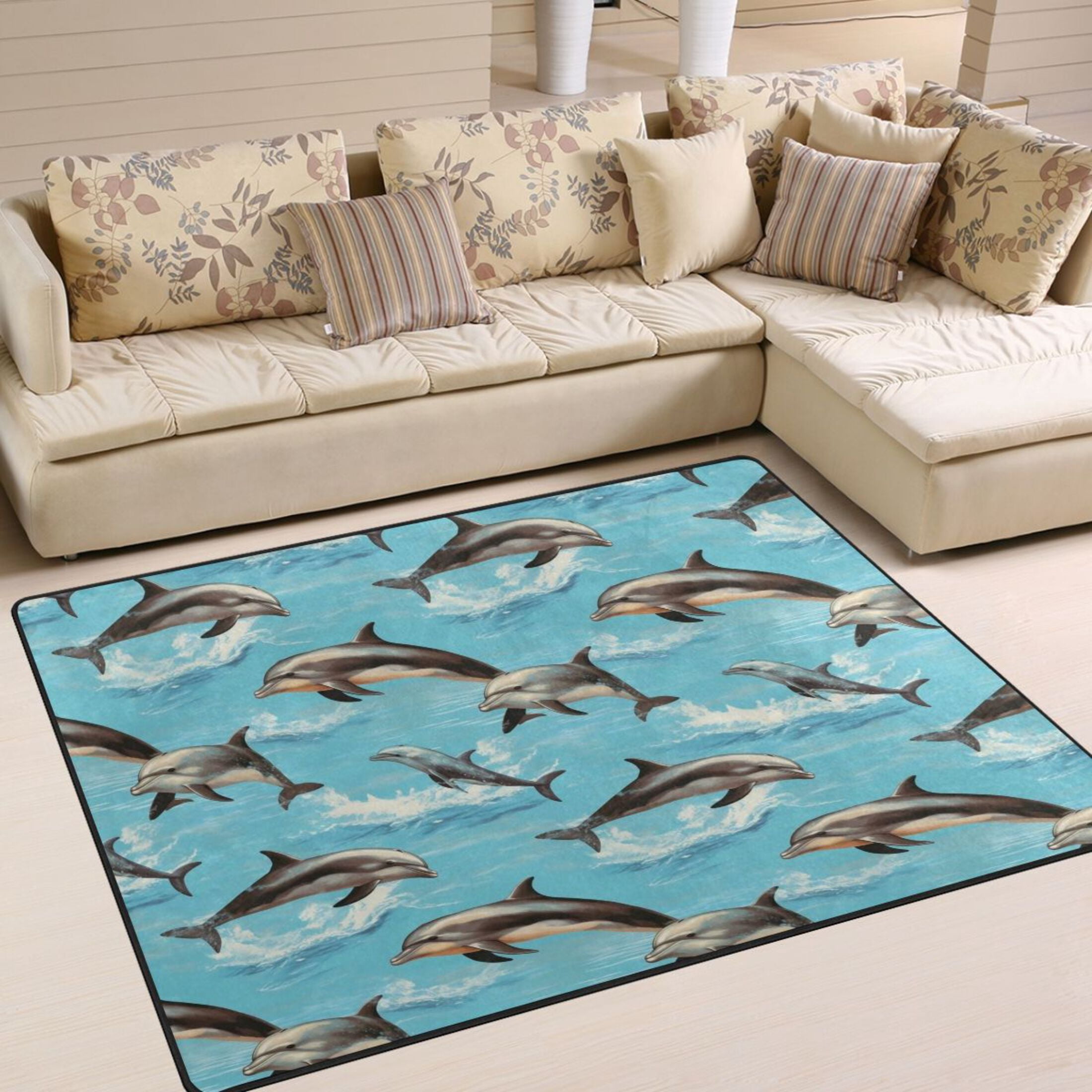 Dolphins Area Rugs Soft NonSlip Floor Mats Large Nursery Carpets