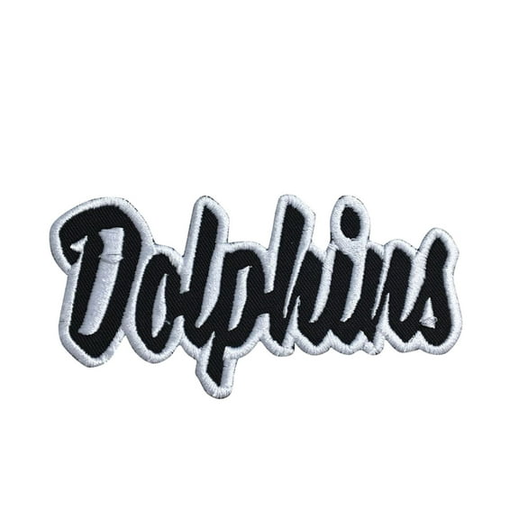 Dolphins - Black/White - Team Mascot - Words/Names - Iron on Applique/Embroidered Patch