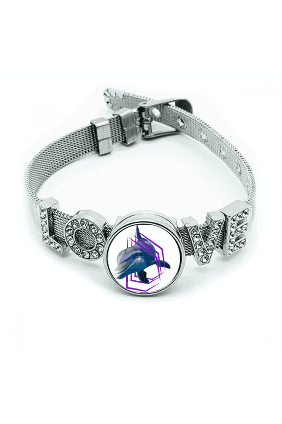 Dolphins Break Through Circles Bracelet Wristband Crystal Love Adjustable Bangle