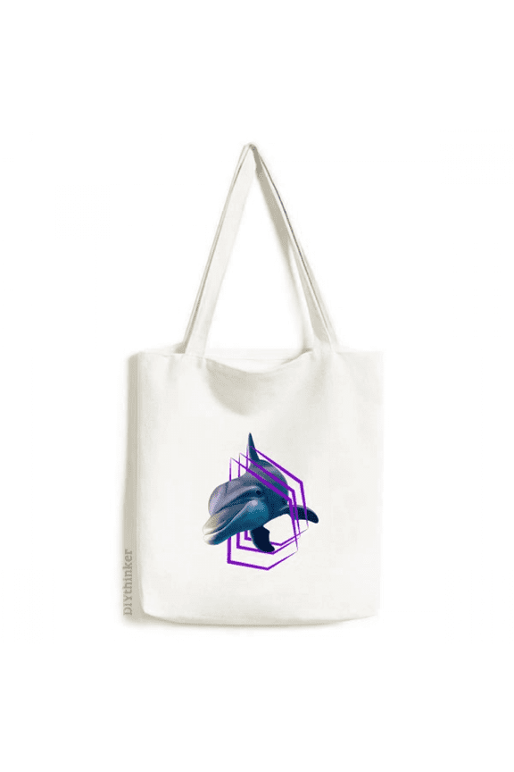 Dolphins Break Through Circles Tote Canvas Bag Shopping Satchel Casual Handbag