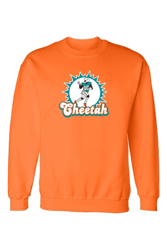 Dolphins Cheetah Tyreek Hill Logo Crew Neck Sweatshirt