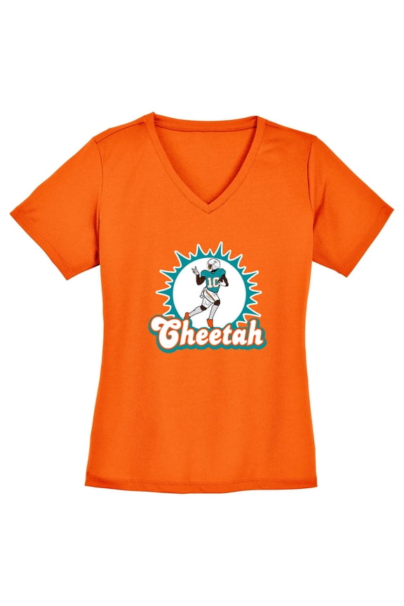 Dolphins Cheetah Tyreek Hill Logo LADIES V-NECK T-shirt