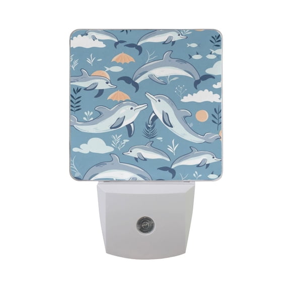 Dolphins Cloud Leaf Night Light 2 Pack LED Nightlight Plug into Wall Dusk to Dawn Sensor Soft White